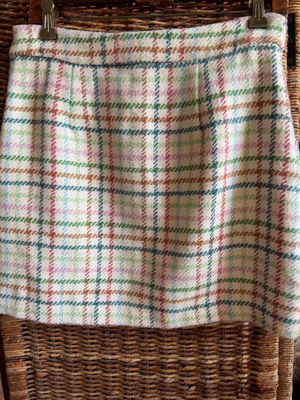 English Factory Plaid/Boucle Tweed Mini Skirt Women's Medium NWT Pastel
